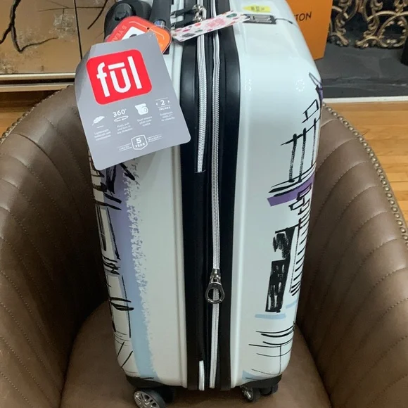 White Hard-Shell Emily in Paris Carry-On with Paris Sketch & Lavender Accents - Picture 4 of 16